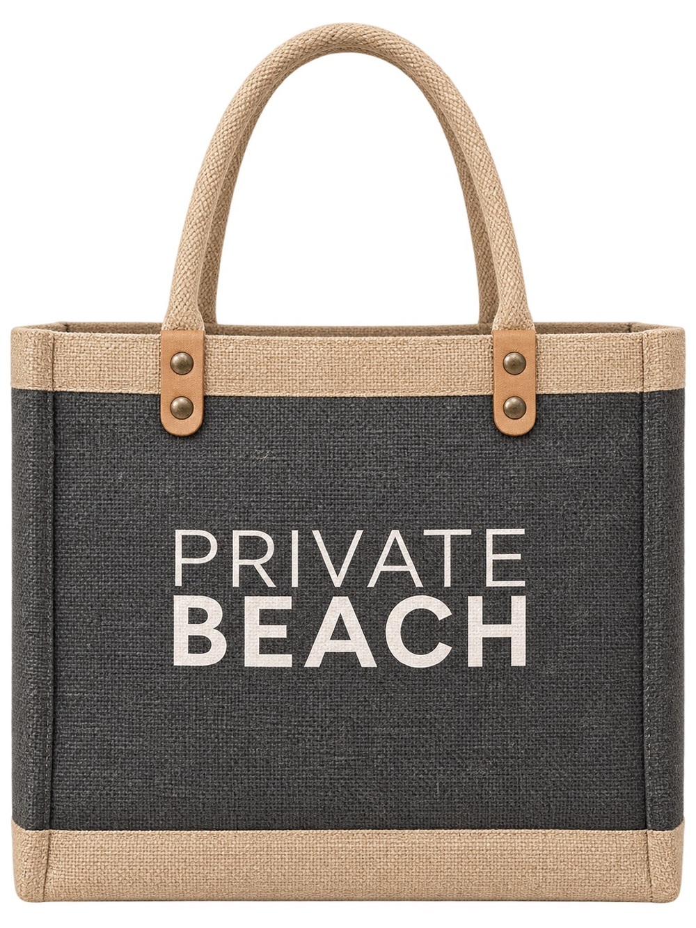 PRIVATE BEACH Two-Tone Canvas Tote in Charcoal and Natural